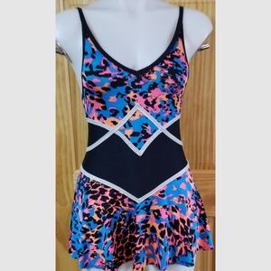 Figure Skating Dress Animal Print Spaghetti Straps